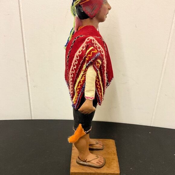 Vintage Handmade Mexican Aztec Peruvian Man With Bowl on Head Stand 9.5" - Picture 8 of 13
